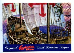 495645 Czech beer Budweiser advertising vintage sailing ships postcard