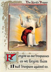 THE LORD'S PRAYER FORGIVE US OUR TRESPASSES RELIGIOUS GEL COATED POSTCARD PD