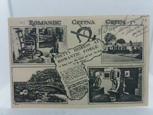 Vintage Postcard Romantic Gretna Green Multiview Signed by Priest 1940