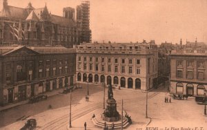 Vintage Postcard Reims La Place Royale Cultural Landmark in Reims France