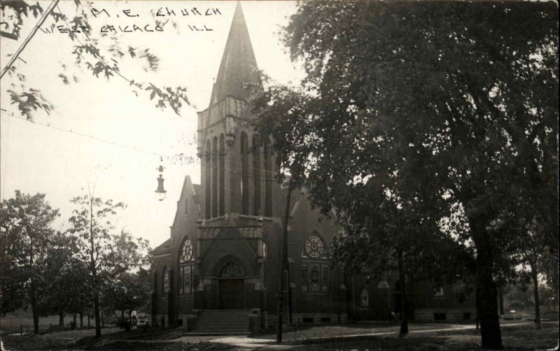 West Chicago IL Illinois ME Church c1920 Real Photo Postcard