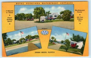 JENSEN BEACH, Florida FL ~ Roadside ROYAL POINCIANA Waterfront Cottages Postcard