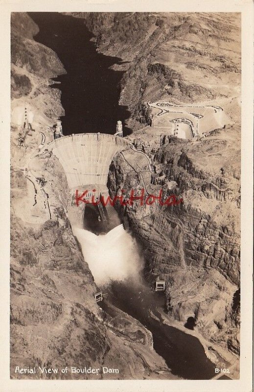 Postcard RPPC Aerial View Boulder Dam Nevada NV