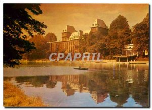 Torino Modern Postcard Sunset Sir Po River and the Castle of Valentino