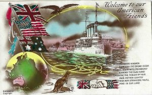 Vintage Real Photo Postcard. The Great White Fleet in Australia 1908.