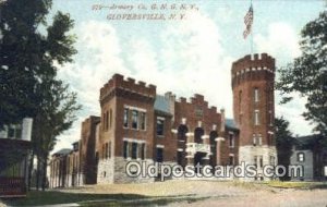 G.N.G.N.Y. Gloversville, NY USA Armory 1908 light corer wear, postal used 1908