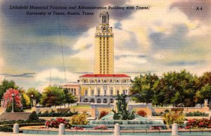 Texas Austin Littlefield Memorial Fountain and Administration Building Univer...
