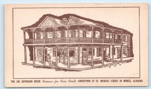 MOBILE, AL Alabama ~ The JOE JEFFERSON HOUSE  c1950s Roadside Postcard
