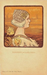 Paul Berthon unsigned Koningin Wilhelmina Art Nouveau Woman Postcard