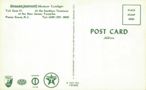 USA Howard Johnson's Motor Lodge Toll Gate Turnpike New Jersey TV Postcard 07.89