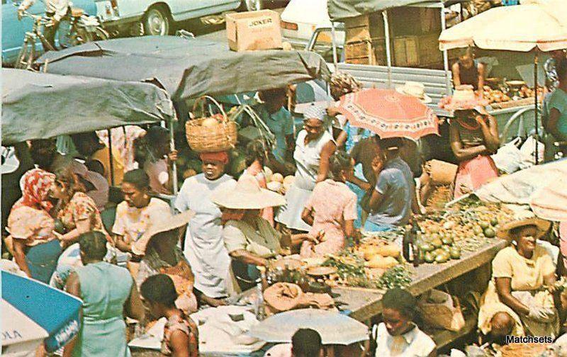 GUADELOUPE Market Street West Indies postcard 3508