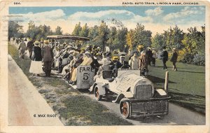 F47/ Chicago Illinois Postcard 1920 Fadgl Auto Train Lincoln Park Rigot