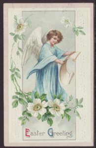 Easter Greetings,Angel,Flowers Postcard