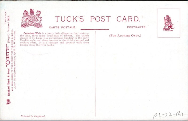 Postcard ENG Exeter Tuck 7013 - Exeter - Countess Weir
