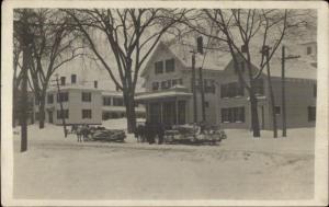 South Paris ME Homes & Horses Pulling Sleighs w/ Logs c1910 Photo Postcard spg