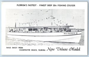 c1950 Floridas Fastest Sea Fishing Clearwater Beach Florida Advertising Postcard