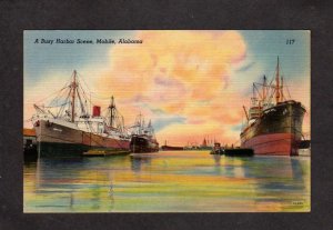 AL Steamers Steamship Steam Ship Harbor Mobile Alabama Postcard US