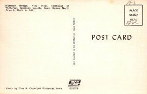 VINTAGE POSTCARD McBRIDE COVERED BRIDGE AT WINTERSET IOWA