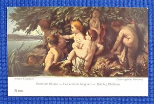 Vtg Bathing Children by Anselm Feuerbach Schackgalerie Munich Germany Postcard