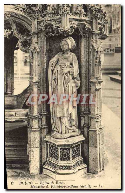 Old Postcard Bourg Brou Church Mausoleum of Philibert le Beau detail