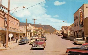 Williams Lake, BC Canada  MAIN STREET SCENE Ranch Hotel~Shoes~50's Cars Postcard