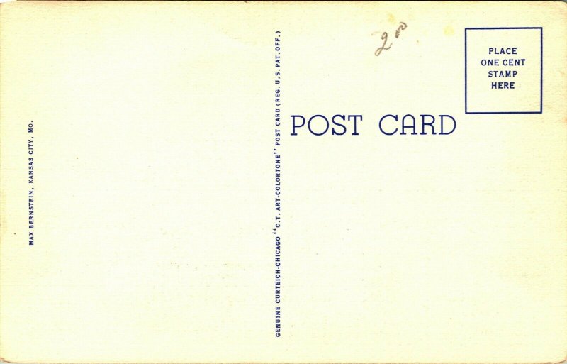 Kansas Stadt MO Missouri US Court Haus Und Post Büro Unp Vtg Leinen Postkarte