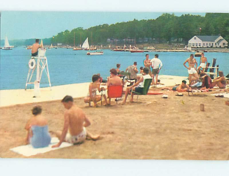 Unused Pre-1980 SCENE AT BEACH Chautauqua Lake New York NY M6549-14