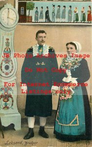 Native Ethnic Culture Costume, Sweden, Leksand, Brudpar, Bridal Couple, Clock