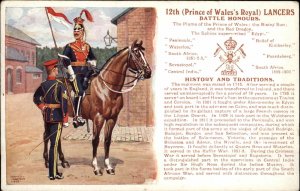 12th Prince of Wales Royal Lancers Soldiers Military History c1910 PC