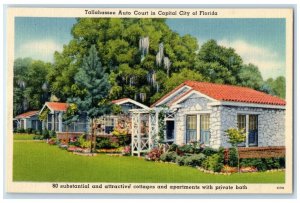 c1940 Tallahassee Auto Court Capital City Monroe St. Strucco Florida FL Postcard