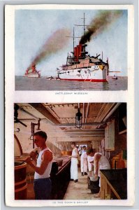Transportation~2 Views~Battleship Missouri~Sailors In The Cook's Galley~1909 PC