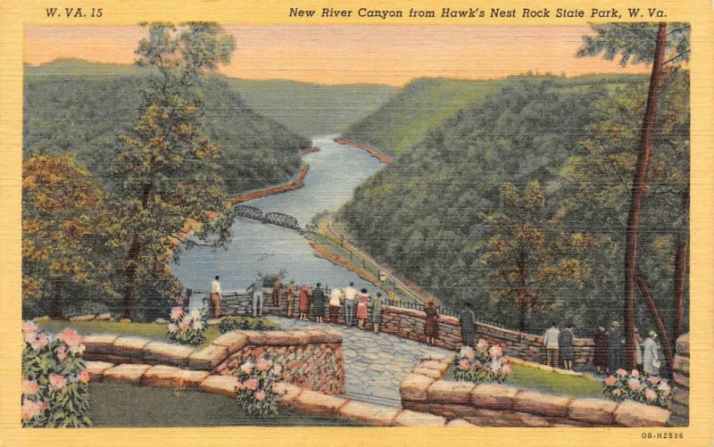West Virginia WV   NEW RIVER CANYON~Hawk's Nest Rock State Park ca1940s Postcard