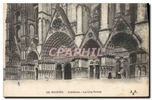 Old Postcard Bourges Cathedrale Five Gates