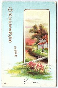 1911 Greetings From Hometown Flower Garden Wishes & Greetings Posted Postcard