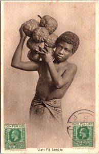 Fiji Giant Fiji Lemons Native Vintage Postcard C211