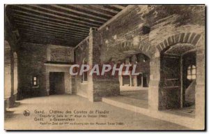 Postcard Old Gent Flanders Counts of Chateau Chapel and Hall 1st floor of the...