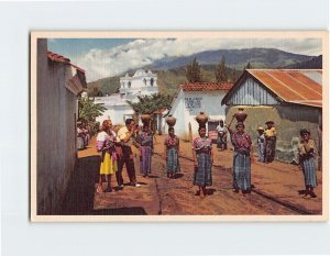 Postcard Guatemalan Women Carrying Water in Earthen Jugs Perched on their Heads