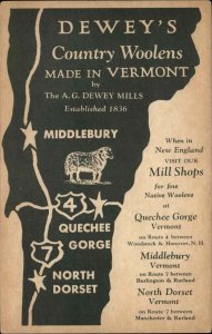 Middlebury Vermont VT Dewey's Country Woolens Mill Shops Vintage Postcard