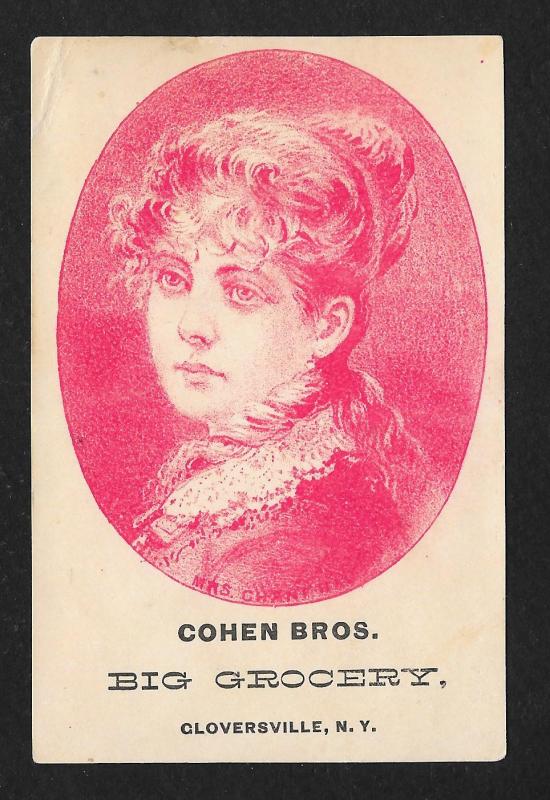 VICTORIAN TRADE CARD Cohen Bros Grocery Pretty Lady