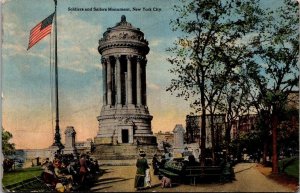 Vintage New York City Postcard - Soldiers and Sailors Monument - US Army Navy