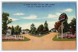 c1940's Kozy Kabin Kamp Hotel & Restaurant Entrance Folkston Georgia GA Postcard