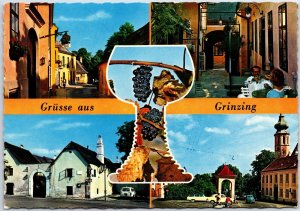 VINTAGE CONTINENTAL SIZE POSTCARD GREETINGS FROM GRINZING VIENNA AUSTRIA
