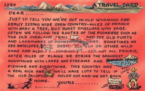 Curt Teich Linen Postcard, Wyoming Travel Card