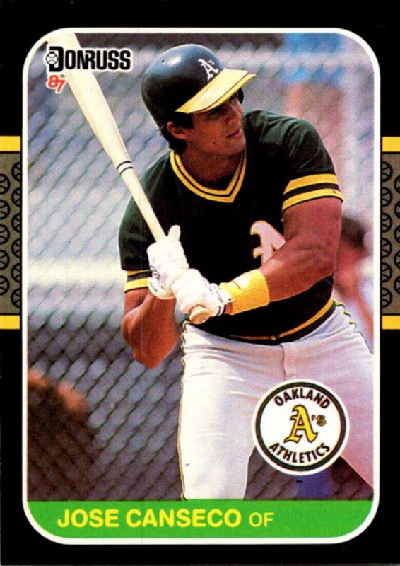 1987 DONRUSS Baseball Card Jose Canseco OF Oakland Athletics sun0576