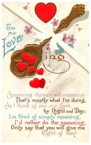 Valentine , Gold Spoon , Hearts, Poem