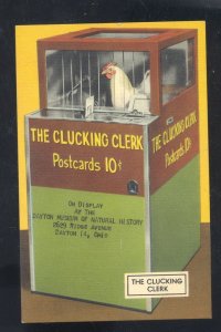 DAYTON OHIO THE CLUCKING CLERK MUSEUM POSTCARD 10 CENTS ADVERTISING POSTCARD