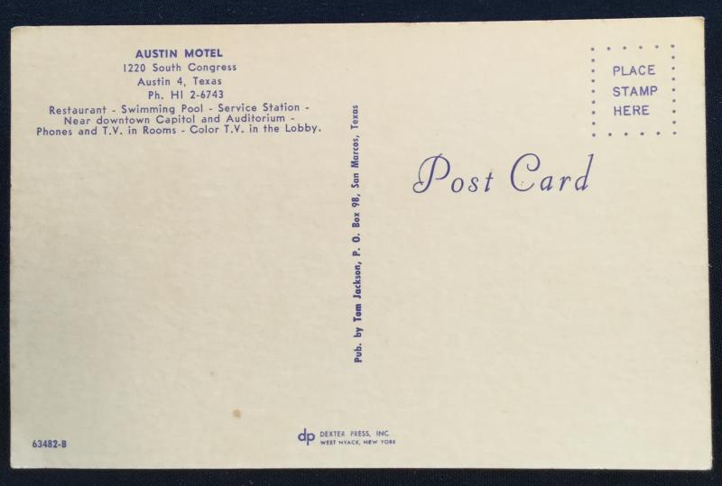 Postcard Unused Austin Motel Austin TX LB
