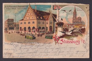 Postcard Strassburg (Strasbourg France) Germany 1907 Old Department Store Trams