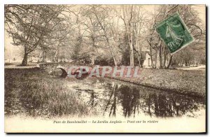 Old Postcard Park Rambouillet The English Garden Bridge over the river