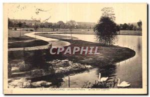 Old Postcard Tourcoing The Public Garden Swan Lake with Swans
